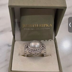 Judith Ripka Silver Ring with Pearl Accent